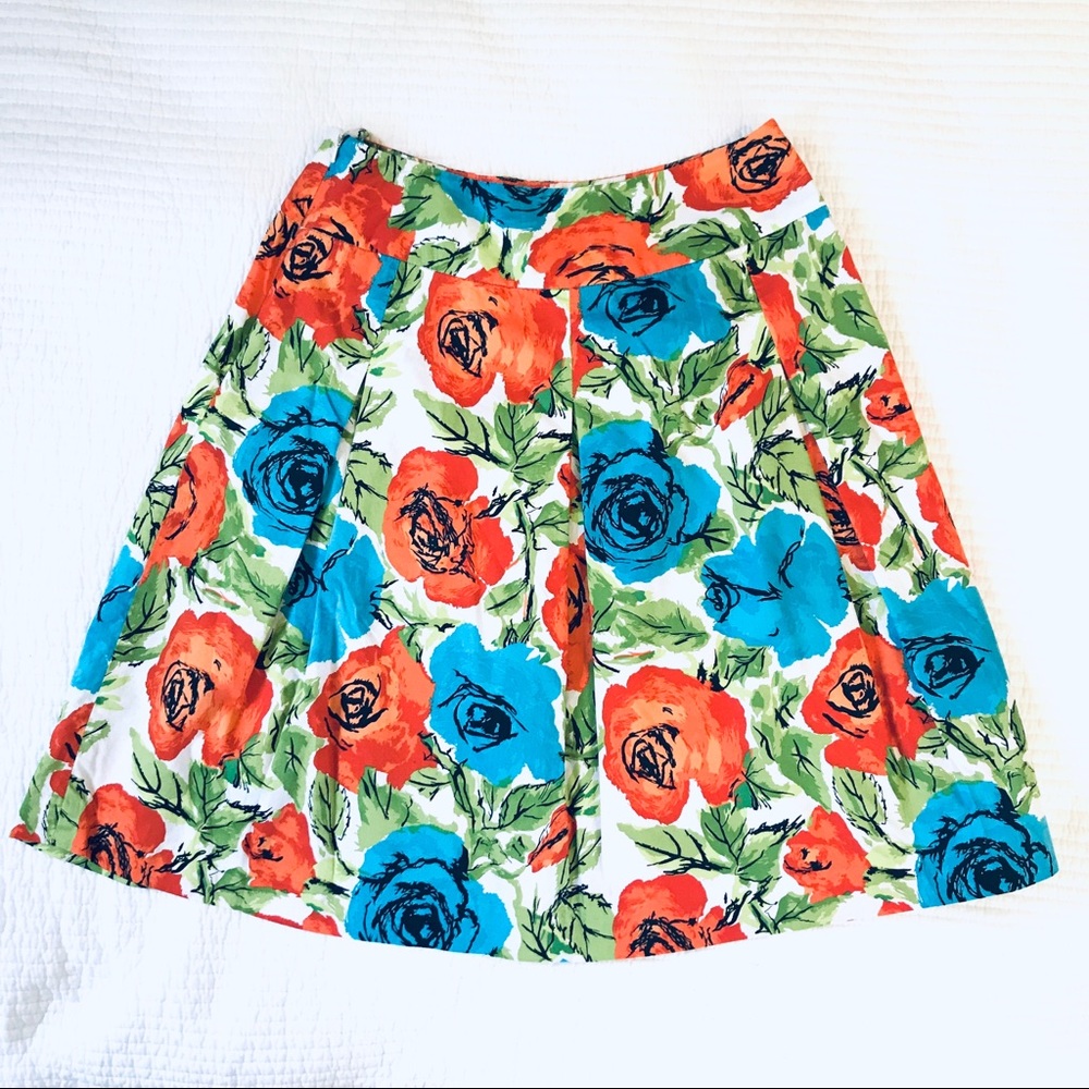 Talbots Floral Pleated A-line Skirt